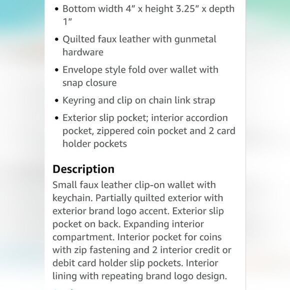 Steve Madden BWren Quilted Flap Wallet w/Key Chain- Black - Picture 9 of 9